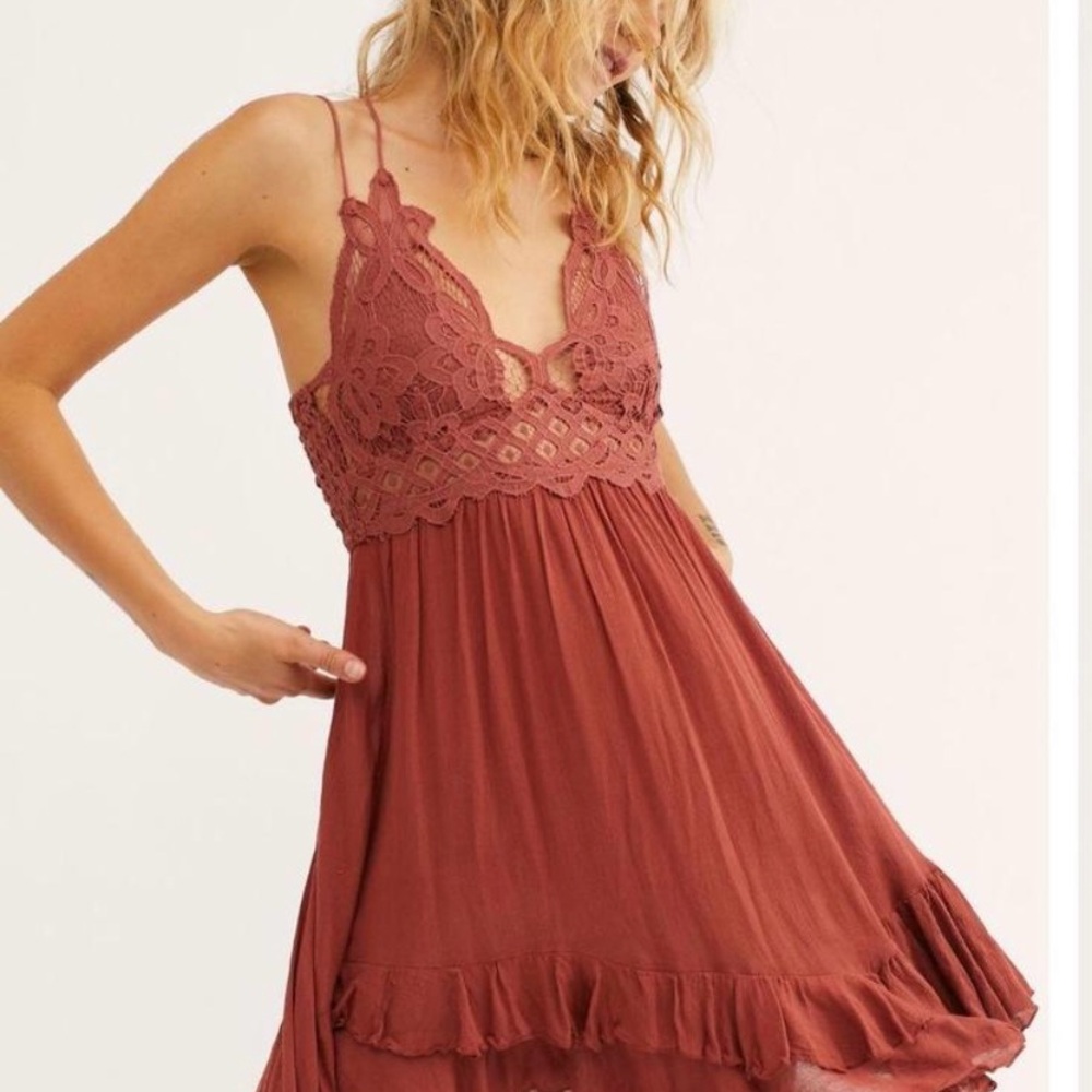 Free People Rust brown Lace Mini Dress